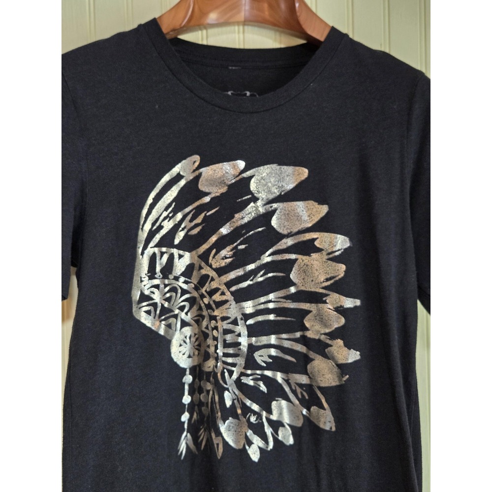 Texas True Threads Shirt Womens Small Black Silver Headdress Western Graphic‎